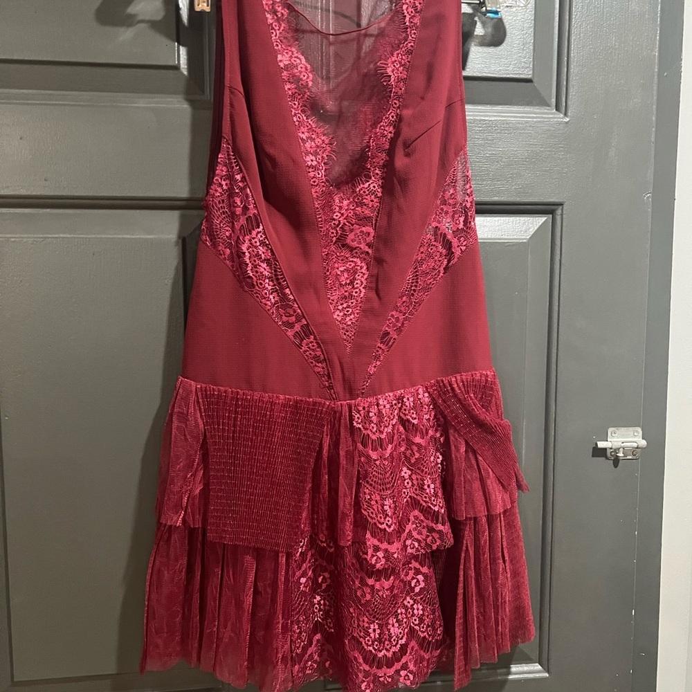 Free People Deep Red Lace Dress